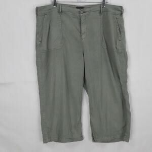 NYDJ Pants Womens 18W Green Linen Blend Wide Leg Capri Crop Casual Relaxed Fit
